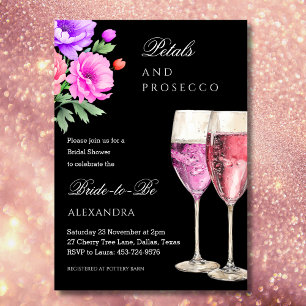 Invitation Pétales de Champagne Rose et Prosecco à la Fête de