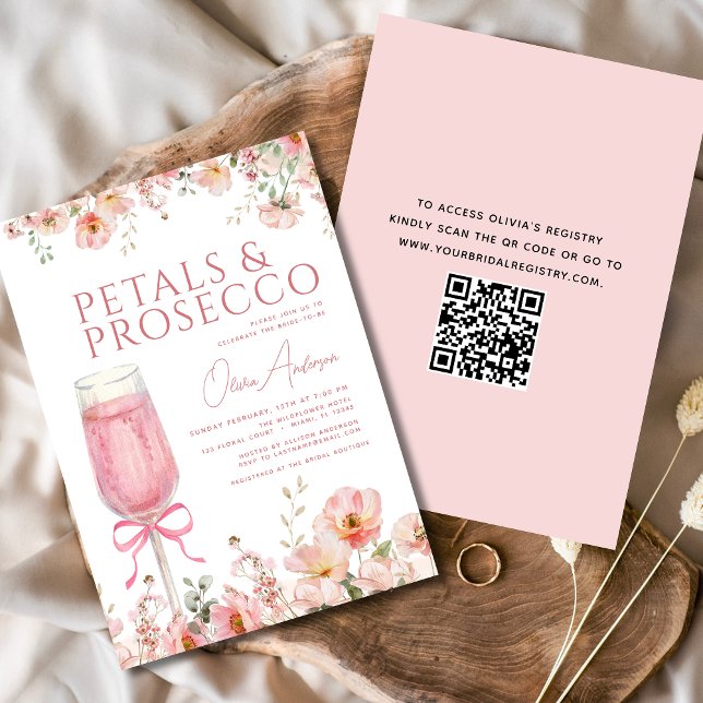 Invitation Pétales de code QR et Fête des mariées de cache ro (Créateur téléchargé)
