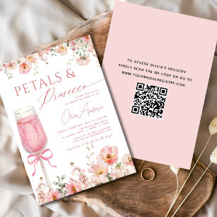 Invitation Pétales de code QR et Fête des mariées de cache ro