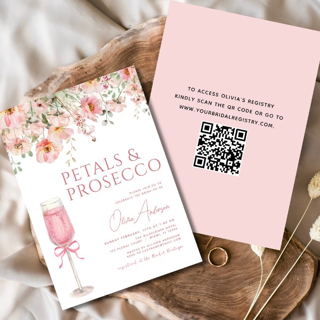 Invitation Pétales de code QR et Fête des mariées de cache ro (Créateur téléchargé)