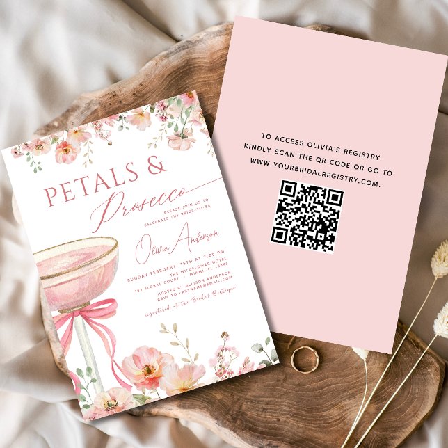 Invitation Pétales de code QR et Fête des mariées de cache ro (Créateur téléchargé)