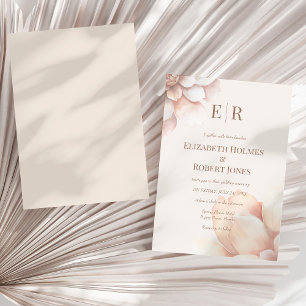 Invitation Pétales de Mousse Rose Moderne Monogramme de Maria