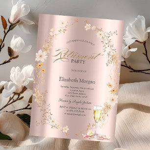 Invitation Pétales de Prosecco Fleurs sauvages Or rose