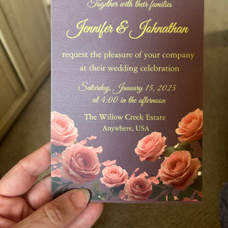 Invitation Pétales de rose mauve poussiéreuse pêche Promesses