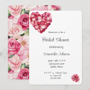 Invitation Pétales de rose roses rouges romantiques Cœur Fête
