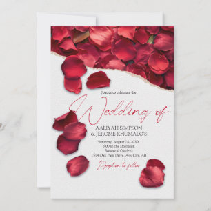 Invitation Pétales de rose rouge