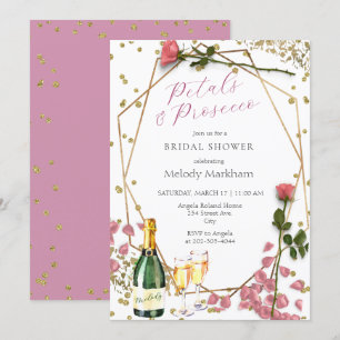 Invitation Pétales de script et le parquet Peony rose