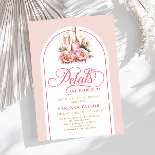 Invitation Pétales élégants et prosecco rose gold célébration