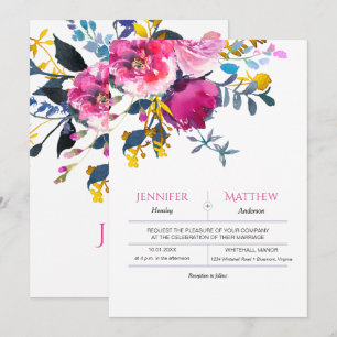 Invitation Pétales en fleurs Aquarelle Floral Mariage invite