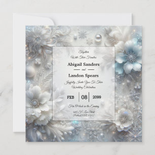 Invitation Pétales enneigés en fleurs gelées Mariage