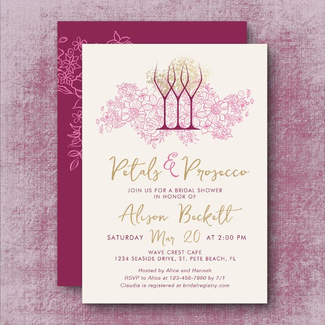 Invitation Pétales et Fête des mariées de poursuites (Créateur téléchargé)