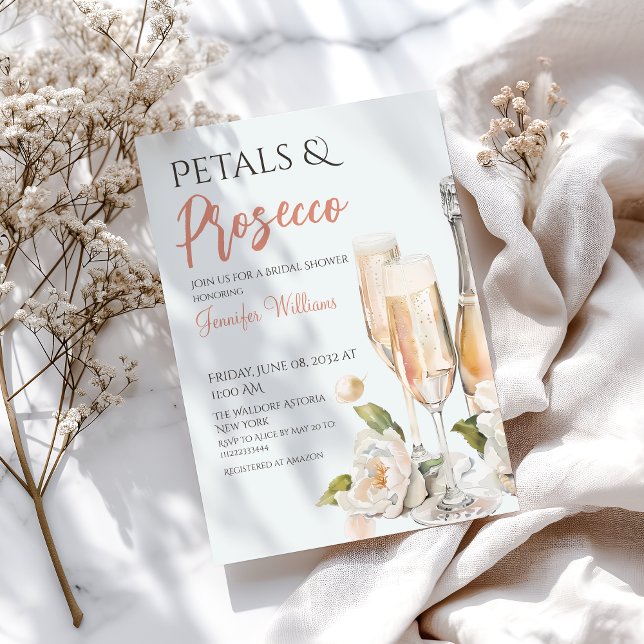Invitation Pétales et Fête des mariées rose pâle du ministère (Créateur téléchargé)
