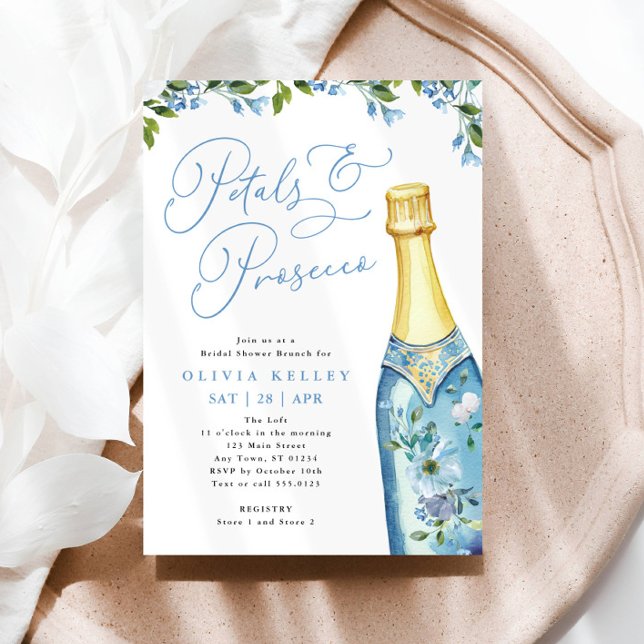 Invitation Pétales et Parquet Bleu Bouteille Brunch (Créateur téléchargé)