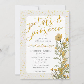 Invitation Pétales et Procuco Jaune Douche nuptiale Invitatio