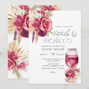 Invitation Pétales et Prosecco Aquarelle Fête des mariées flo