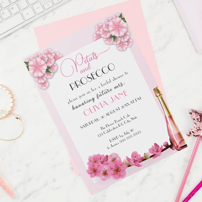 Invitation Pétales et Prosecco Arc Floral Douche d'été (Créateur téléchargé)