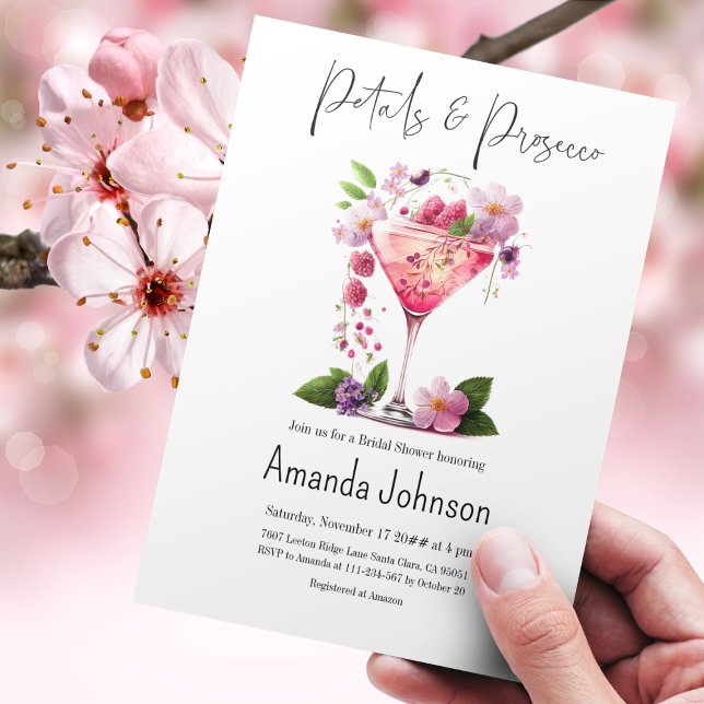 Invitation Pétales et Prosecco Fête des mariées florale rose  (Créateur téléchargé)