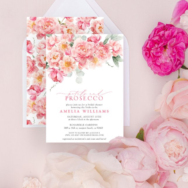 Invitation Pétales et Prosecco Fête des mariées rose floral (Créateur téléchargé)