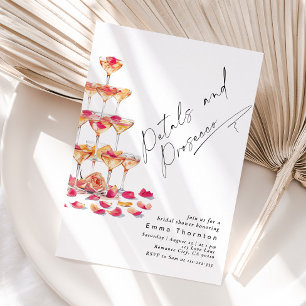 Invitation Pétales et Prosecco minima Fête des mariées modern