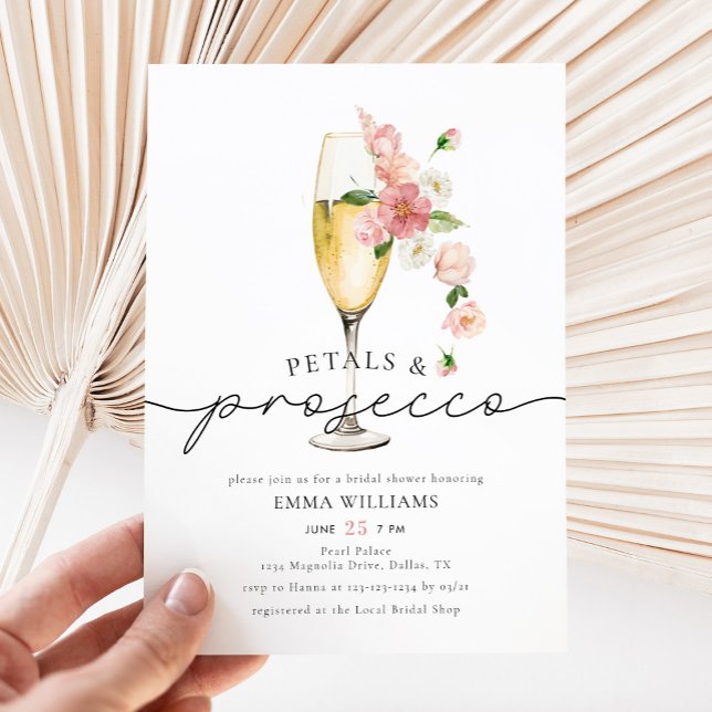 Invitation Pétales Fleurs sauvages roses et Fête des mariées  (Créateur téléchargé)