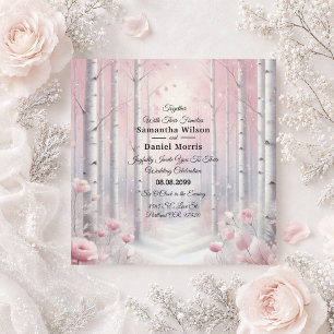 Invitation Pétales givrés dans un mariage forestier hivernal