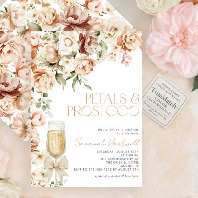 Invitation Pétales modernes et Prosecco Fête des mariées de b (Créateur téléchargé)