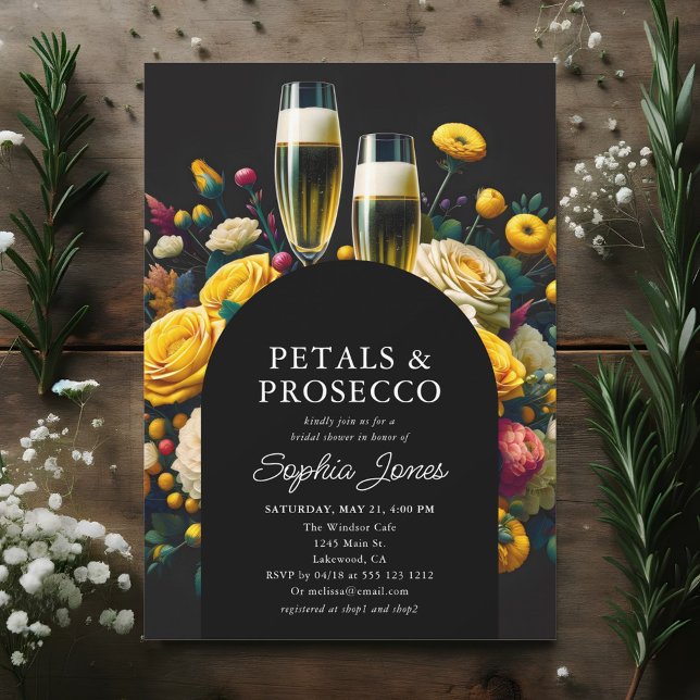 Invitation Pétales Poursuivre Vibrant Fête des mariées en fle (Créateur téléchargé)