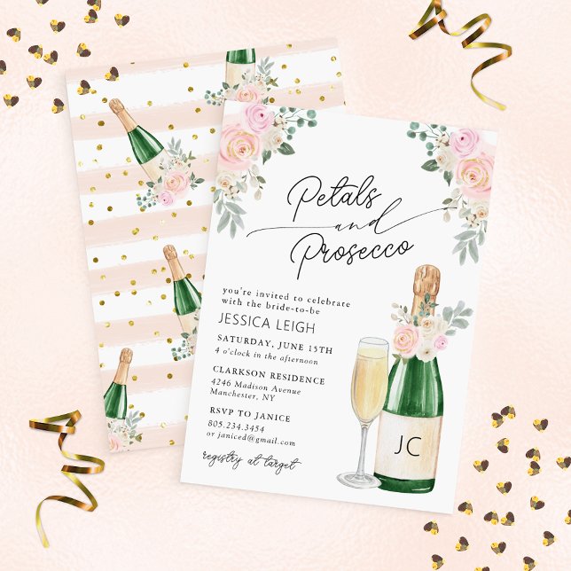 Invitation Pétales & Procuco Fête des mariées à vin mousseux (Créateur téléchargé)