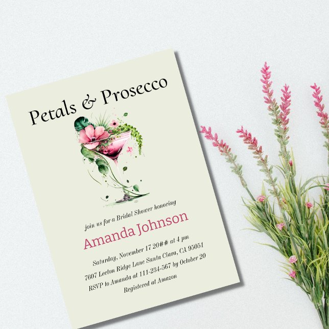 Invitation Pétales & Procuco Fête des mariées de fleurs verte (Créateur téléchargé)