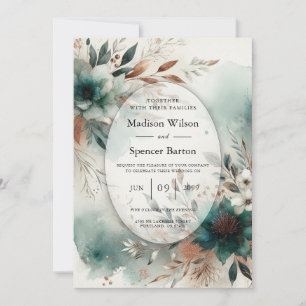 Invitation Pétales sarcelles dans un mariage Fleur de Bronze