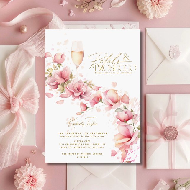 Invitation Petals et Prosecco Garden Fête des mariées florale (Créateur téléchargé)