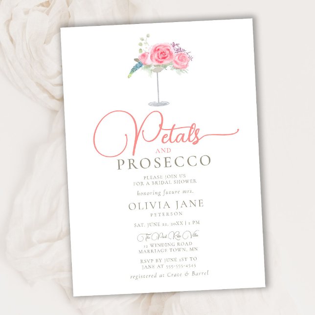 Invitation Petals Prosecco Roses Cocktail Boho Fête des marié (Créateur téléchargé)