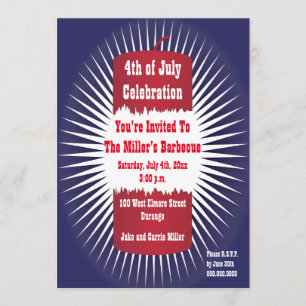 Invitation Pétard rouge, blanc et bleu