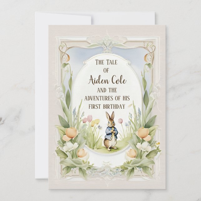 Invitation Peter le lapin lapin dans le jardin (Devant)