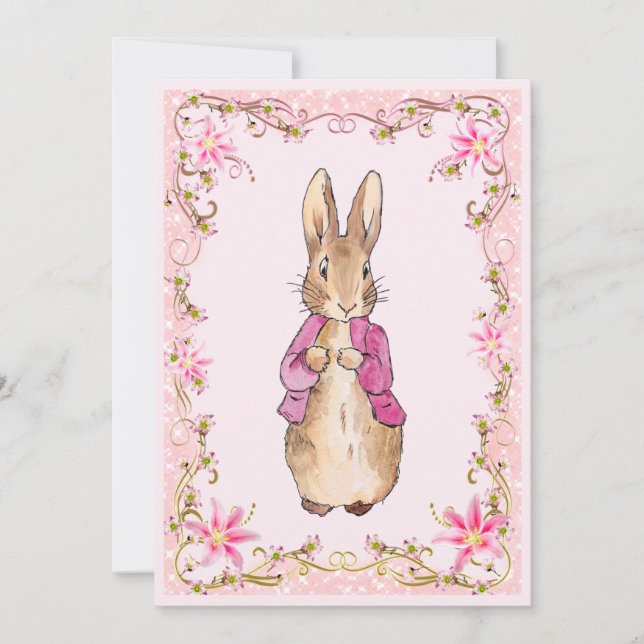Invitation Peter le lapin rose (Devant)