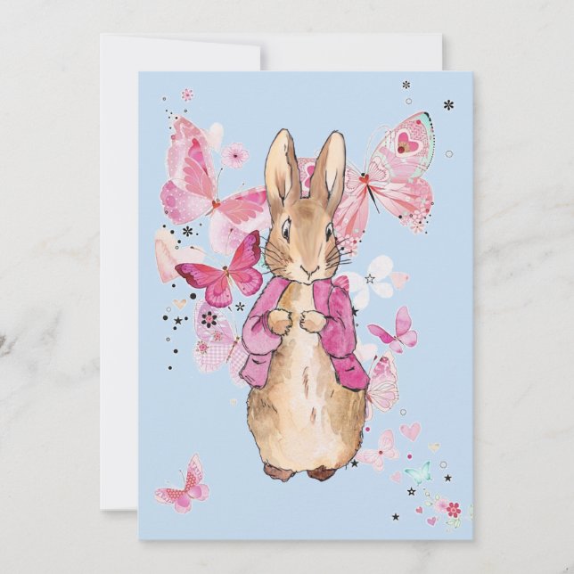 Invitation Peter le lapin veste rose premier anniversaire (Devant)