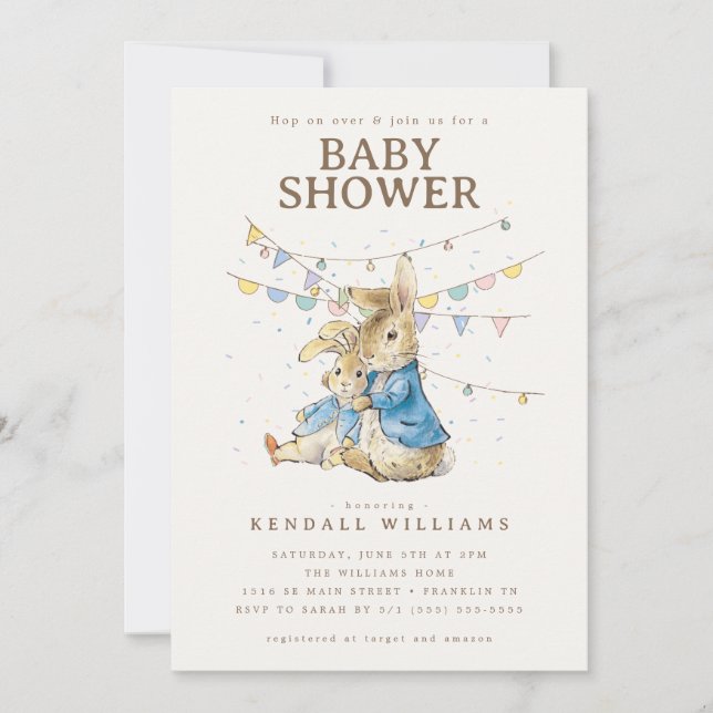 Invitation Peter Rabbit | Baby shower Confetti (Devant)