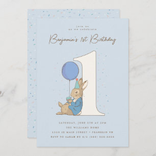 Invitation Peter Rabbit Garçon 1er Anniversaire Blue Confet