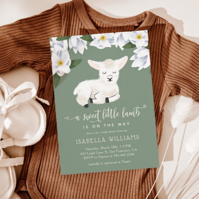Invitation Petit agneau doux Baby shower neutre genre (Créateur téléchargé)