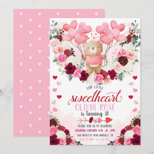 Invitation Petit amour Ours rose Saint Valentin