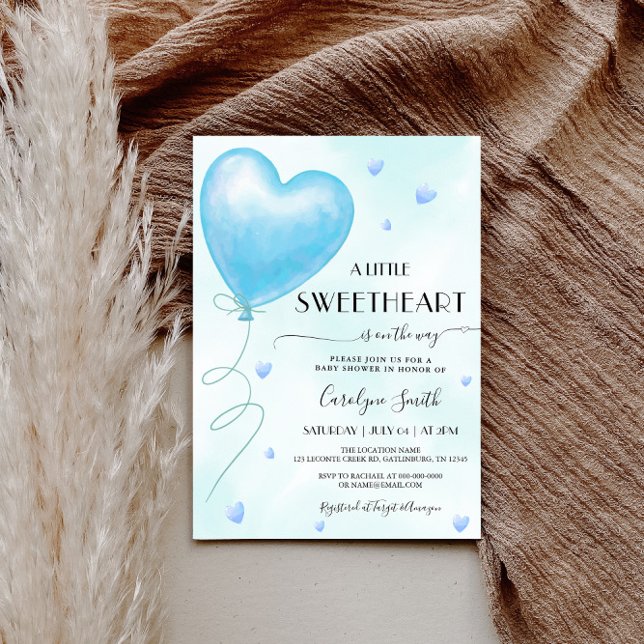 Invitation Petit amour Valentine Blue Boy Baby shower (Créateur téléchargé)