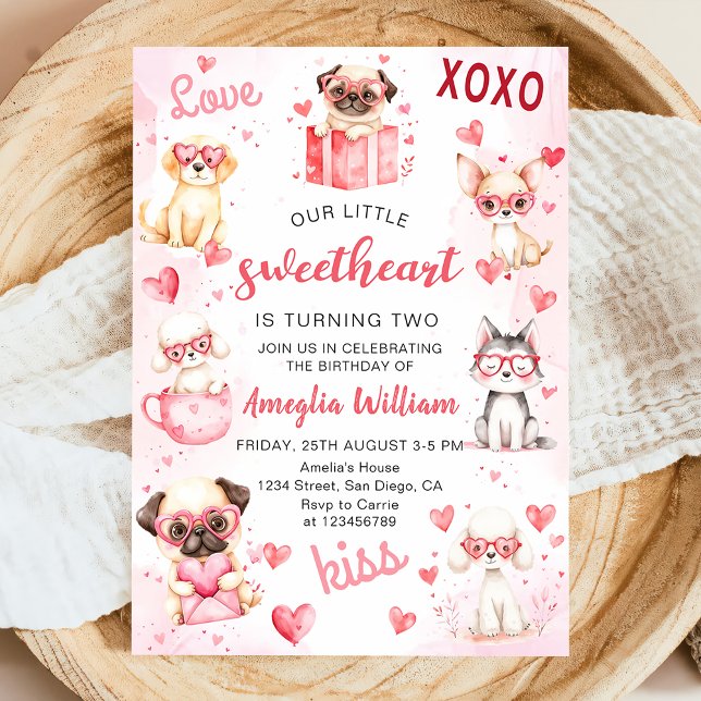 Invitation Petit amour Valentine Chiot Anniversaire Invitat (Créateur téléchargé)
