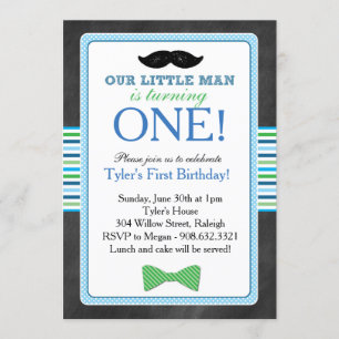 Invitation Petit anniversaire de cravate et de moustache