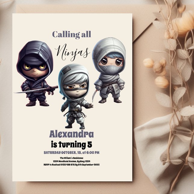 Invitation Petit Anniversaire de enfant guerrier Ninja (Créateur téléchargé)