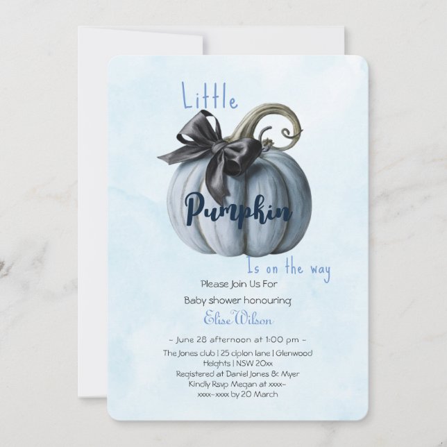 Invitation Petit arc citrouille rose est sur le chemin3 (Devant)