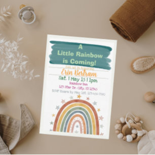 Invitation Petit Arc-en-ciel à venir, Baby Shower Bohème