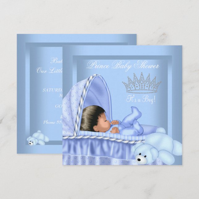Invitation Petit Baby shower Africain-Américain (Devant / Derrière)