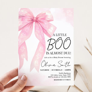 Invitation Petit Baby shower Boo Bow rose