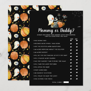 Invitation Petit Baby shower Boo   Jeu maman ou papa