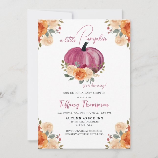 Invitation Petit Baby shower Citrouille (Devant)